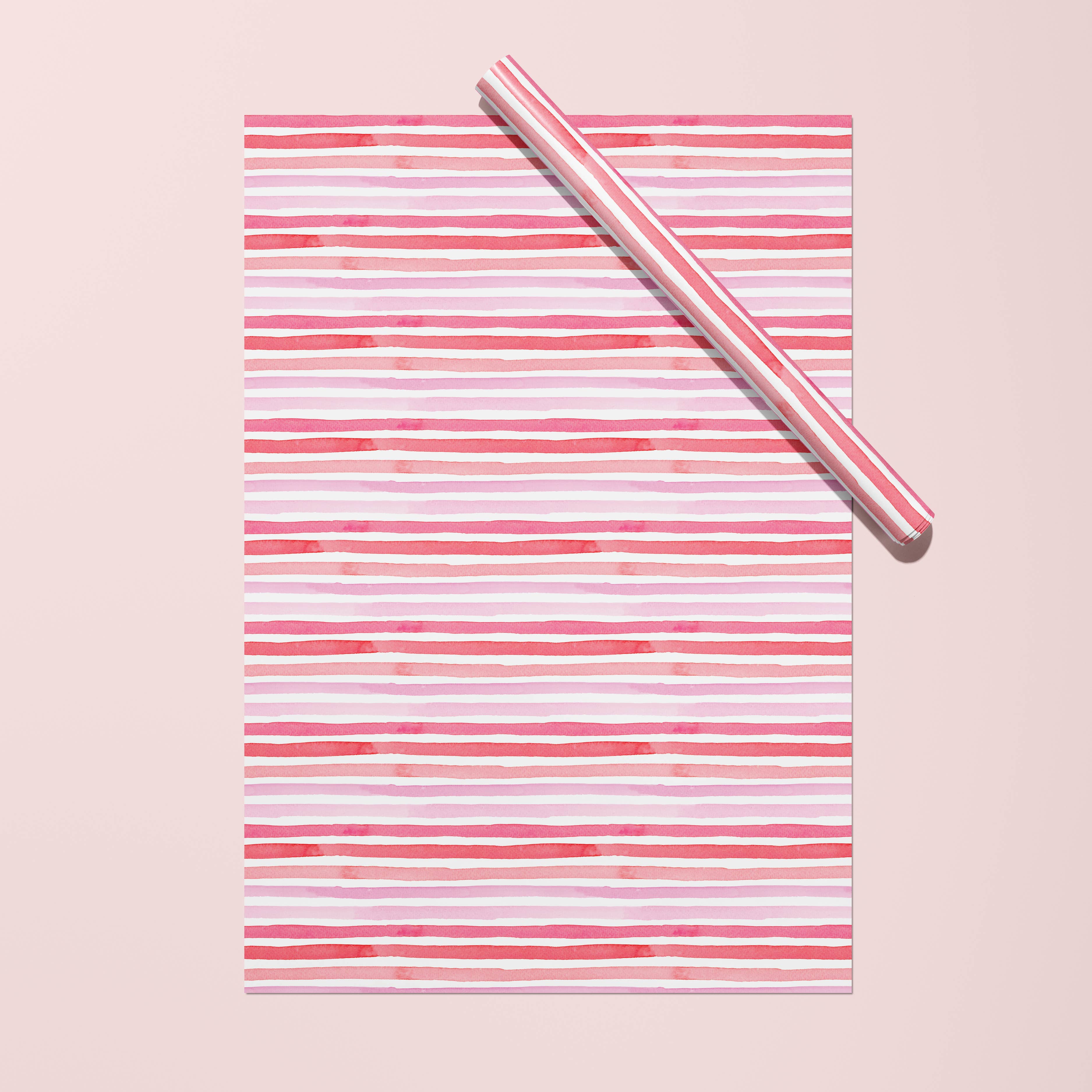 Pink Watercolor Stripes Gift Wrap