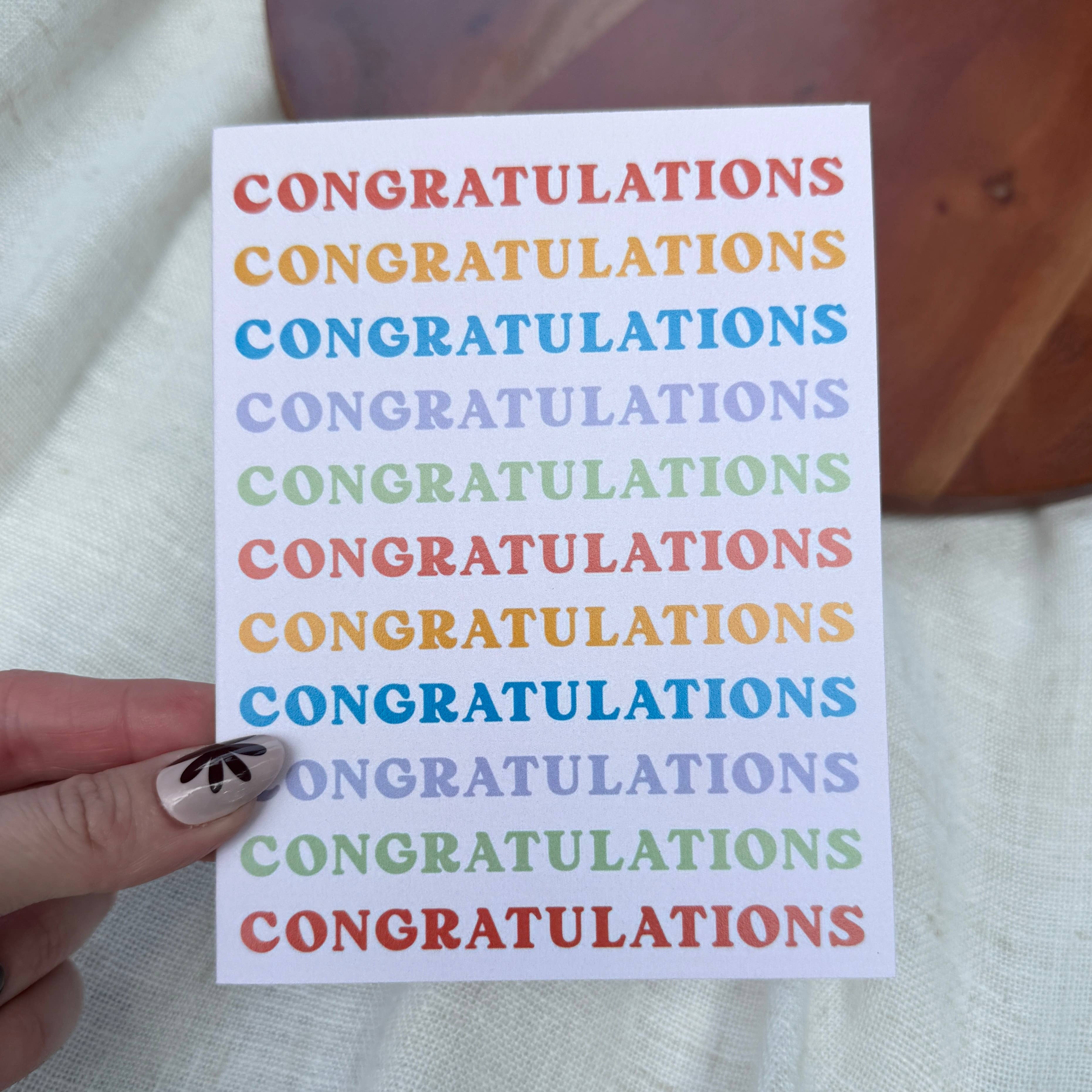 Congratulations Multicolor Stack Text Card