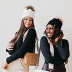 Fine Knit Angora Fur Pom Slouchy Beanie : Mocha