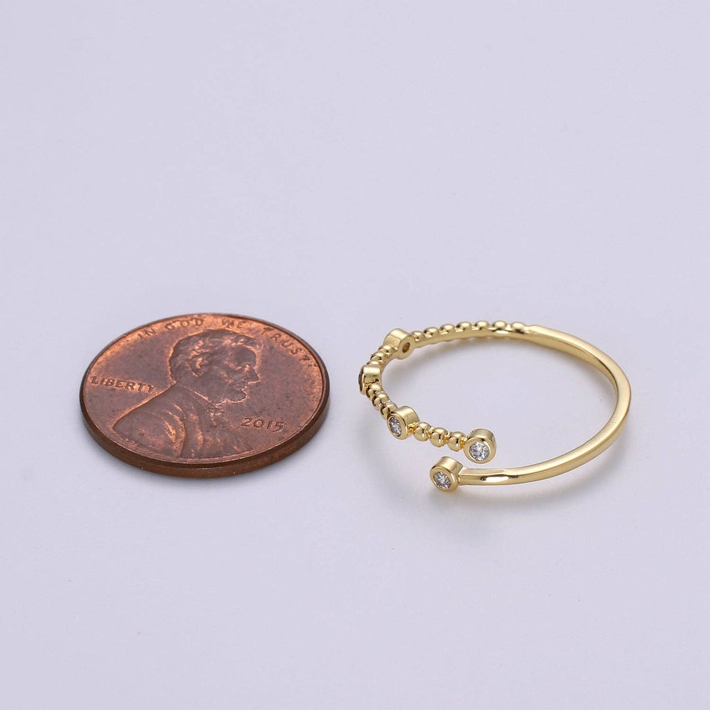 Dainty Cz Circle Bubble Open Cuff Ring