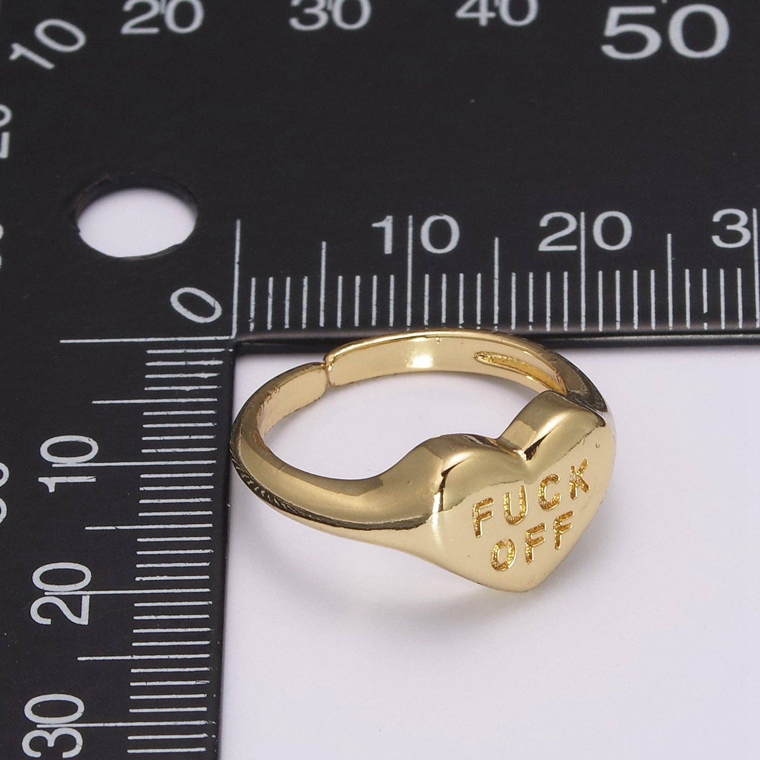 Gold Fuck Off Ring  Heart Shaped Ring