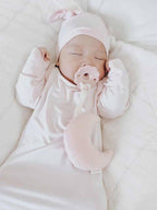 Bamboo Knotted Baby Gown & Beanie Blush