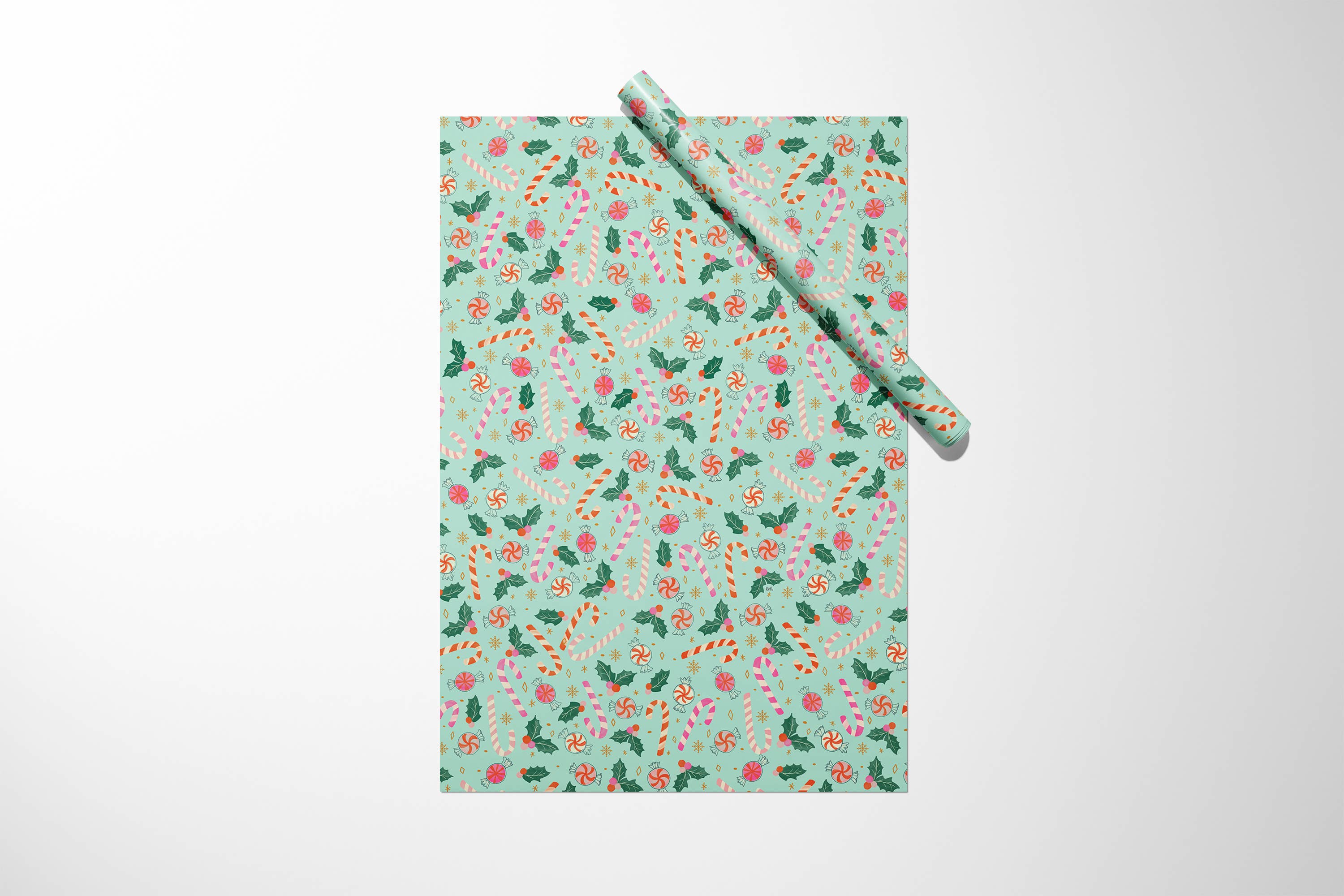 Christmas Candy Canes Wrapping Paper - 3 Sheet Roll