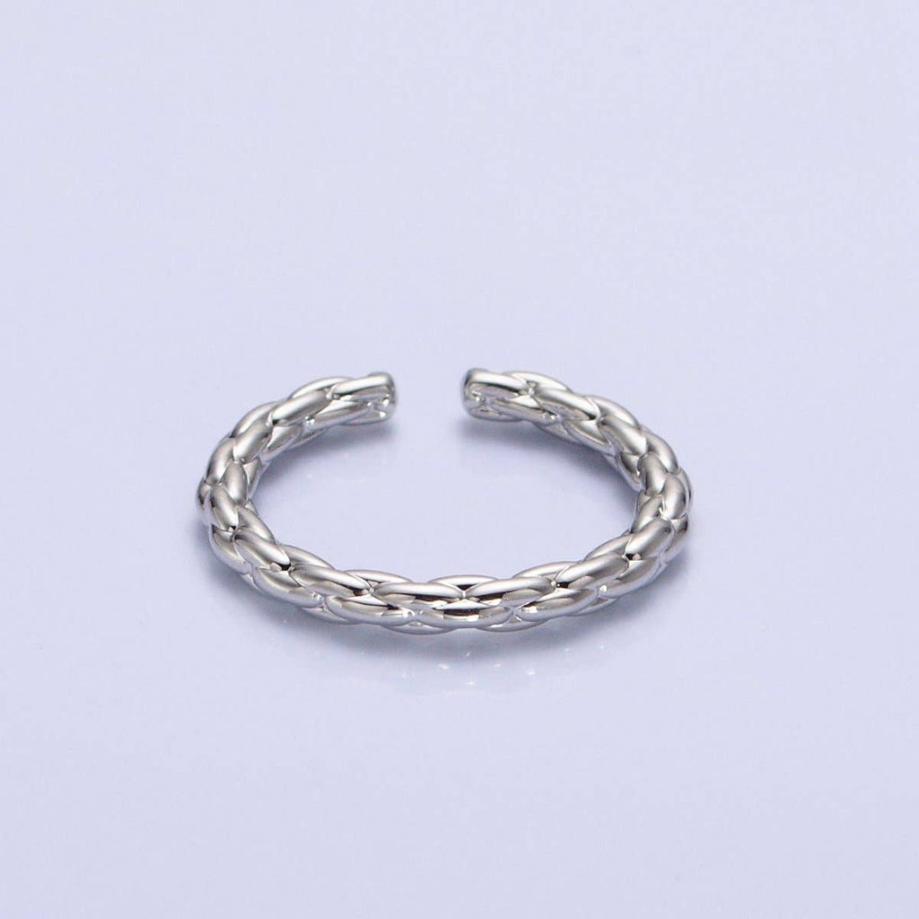 Dainty Gold Rope Ring Open Adjustable Silver