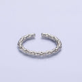 Dainty Gold Rope Ring Open Adjustable Silver