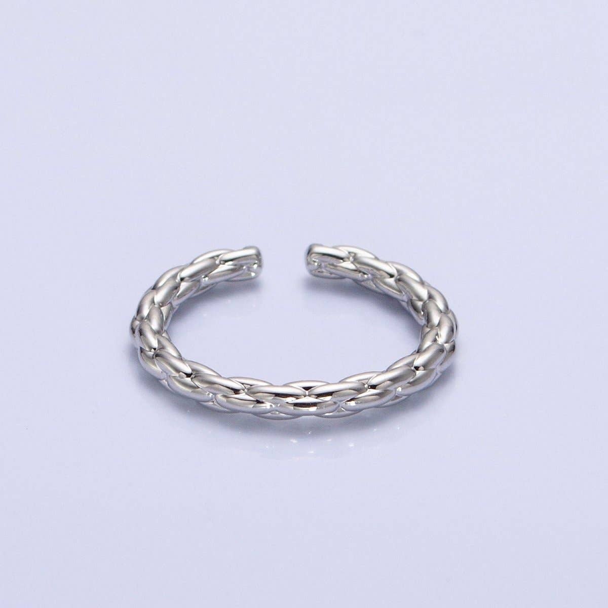 Dainty Gold Rope Ring Open Adjustable Silver