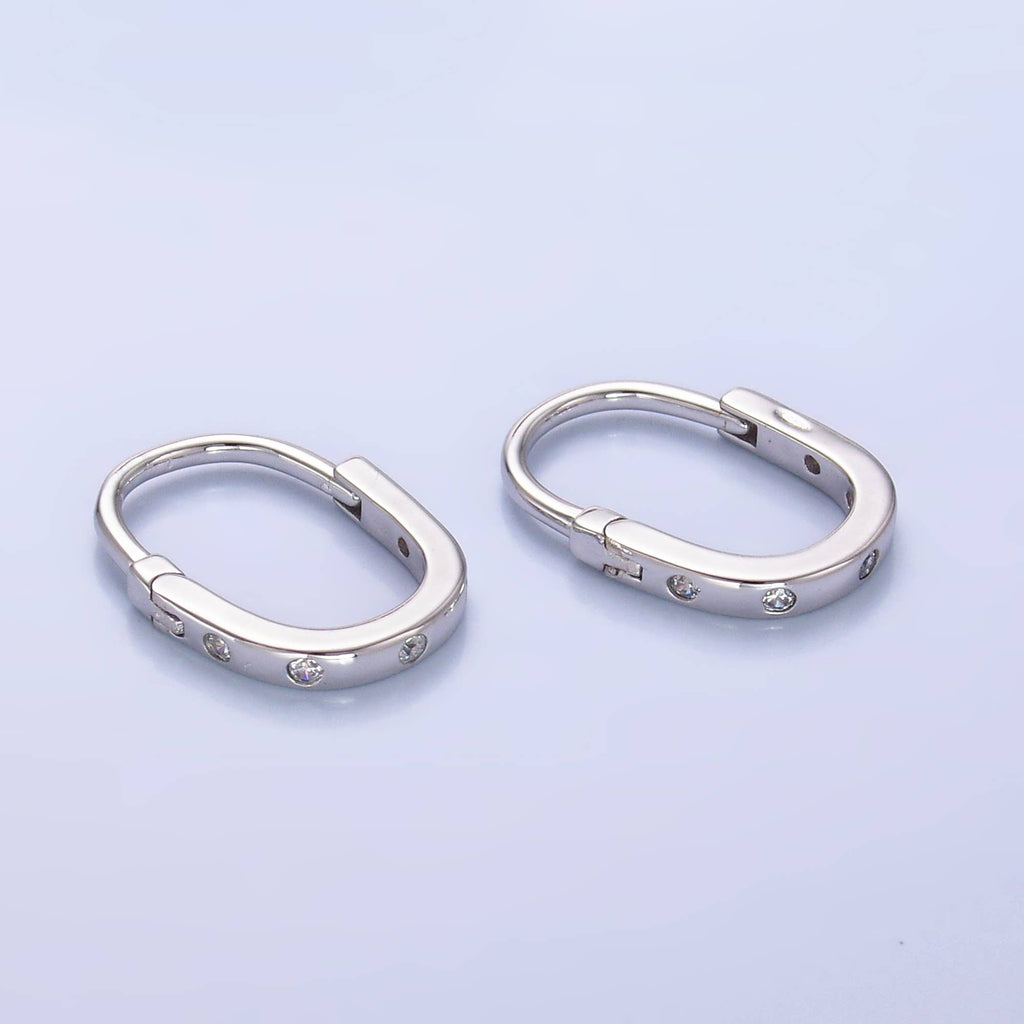 Sterling Silver CZ Oblong Hoops