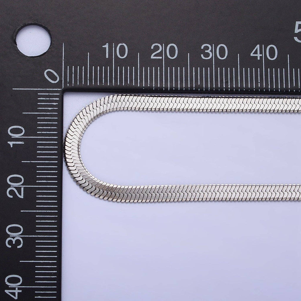 Dainty 2.5mm Silver Herringbone Snake Chain Necklace
