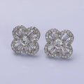 Silver Gold Filled Clover Quatrefoil Baguette CZ Stud Earrings