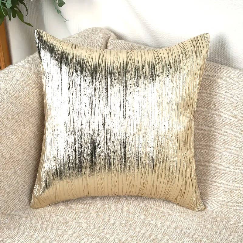 Faux Leather Throw Pillow, Gold (18x18")