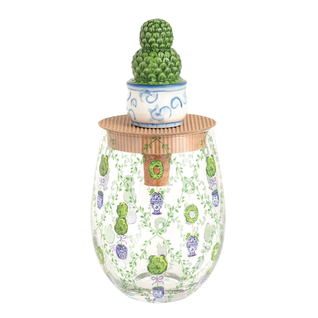 Floral Wine Glasses and Stopper