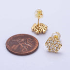 Silver Flower Snowflake Clear CZ Marquise Stud Earrings