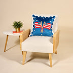 Scalloped Square Throw Pillow–American Flags