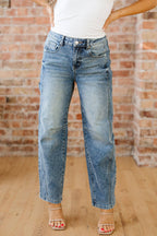 Denim Vintage Washed Seam Shift Jeans: Dusk Blue