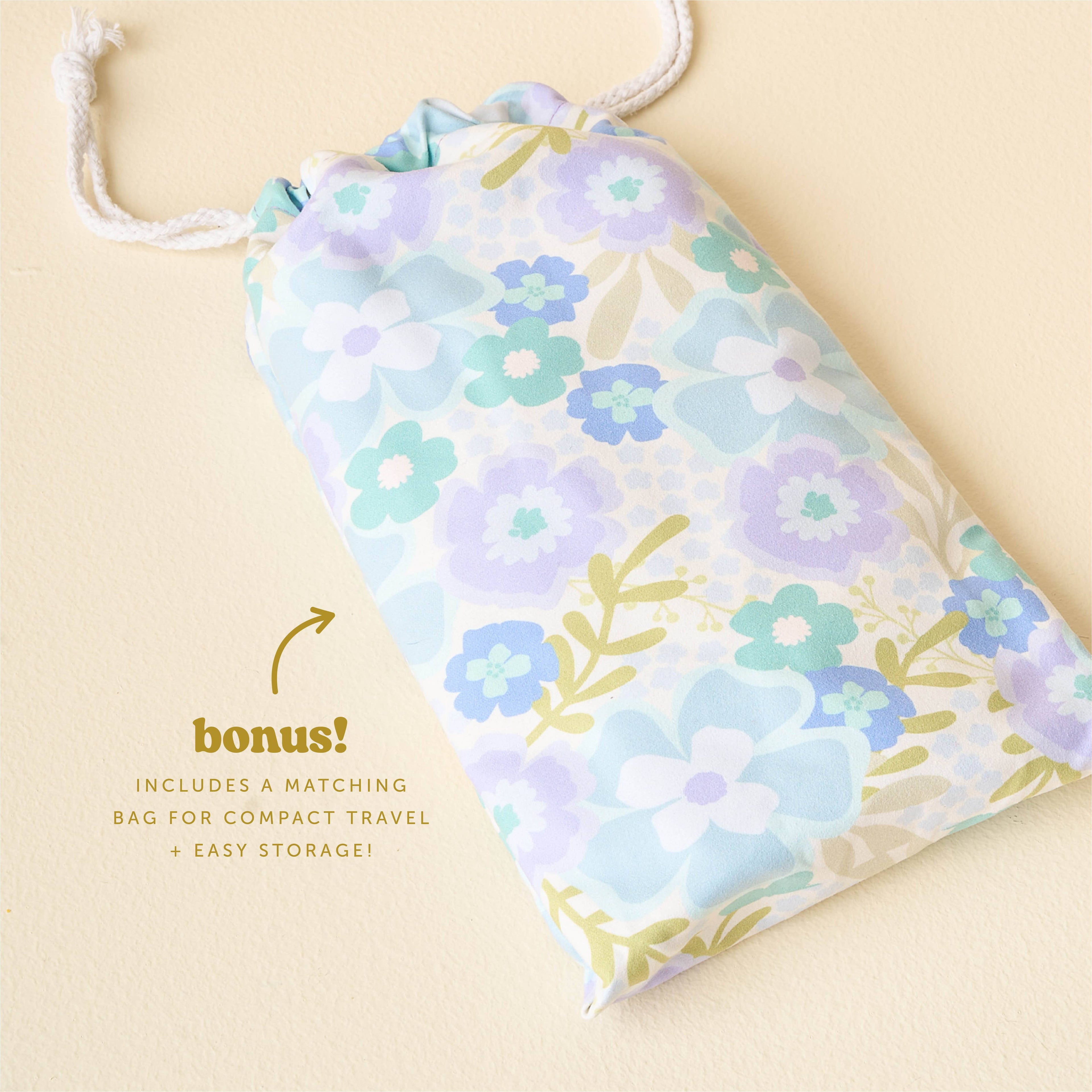 XL Quick-Dry Beach Towel-Beyond Blooms Blue Green