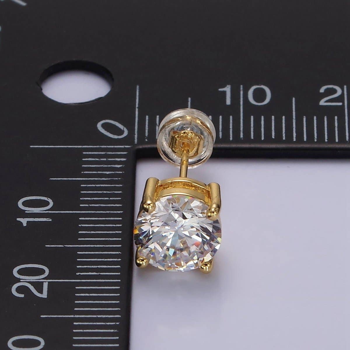14K Gold Filled 8mm Clear CZ Round Bezel Stud Earrings