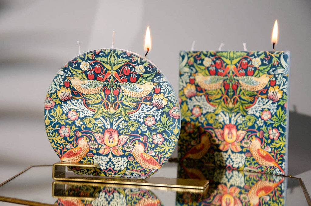 Flat Hand-Crafted 6" Square Candle - Strawberry Theif