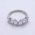 16K Gold Filled Clear CZ Multi Cluster Ring in Silver