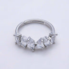 16K Gold Filled Clear CZ Multi Cluster Ring in Silver