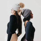 Fine Knit Angora Fur Pom Slouchy Beanie : Charcoal