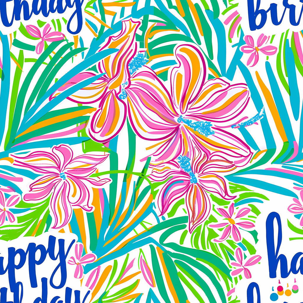 Bottle Wrap Happy Birthday Floral - Prosecco Collection