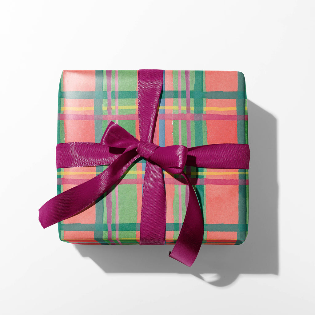 Watercolor Holiday Plaid Gift Wrap