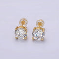 14K Gold Filled 8mm Clear CZ Round Bezel Stud Earrings