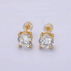 14K Gold Filled 8mm Clear CZ Round Bezel Stud Earrings