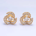 24K Gold Filled CZ Round Baguette Circular Geometric Stud Earrings
