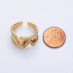 16K Gold Filled Micro Paved CZ Foil Wavy Abstract Statement Ring