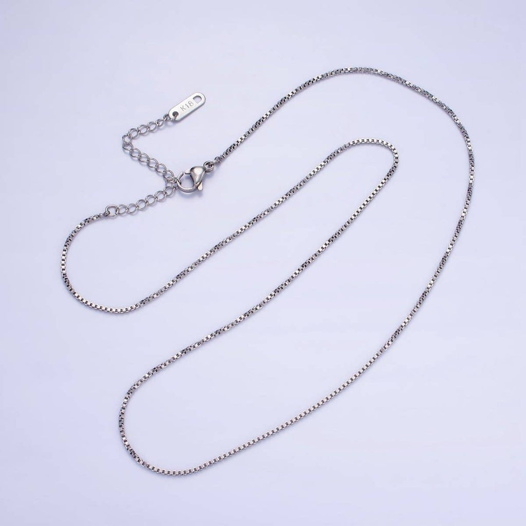 Stainless Steel 1mm Box Chain 18 Inch Necklace Silver