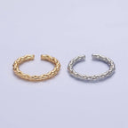 Dainty Gold Rope Ring Open Adjustable Silver