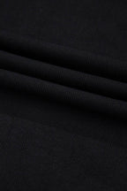 Solid Ribbed Leatherette Ruffle Sleeve Bodysuit: Black