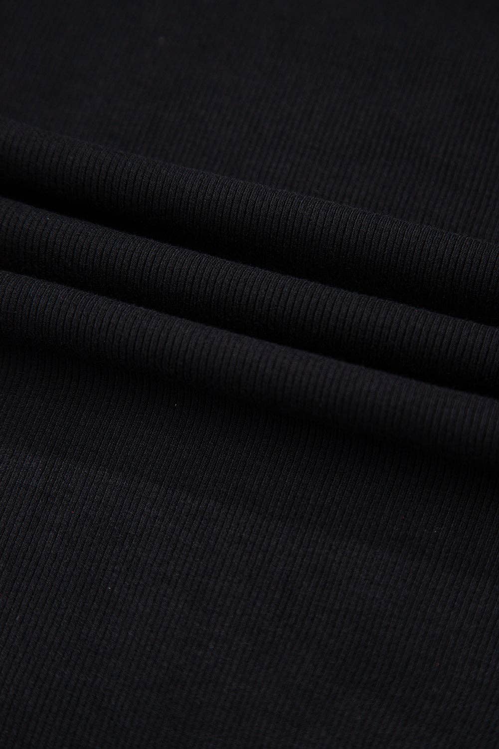 Solid Ribbed Leatherette Ruffle Sleeve Bodysuit: Black