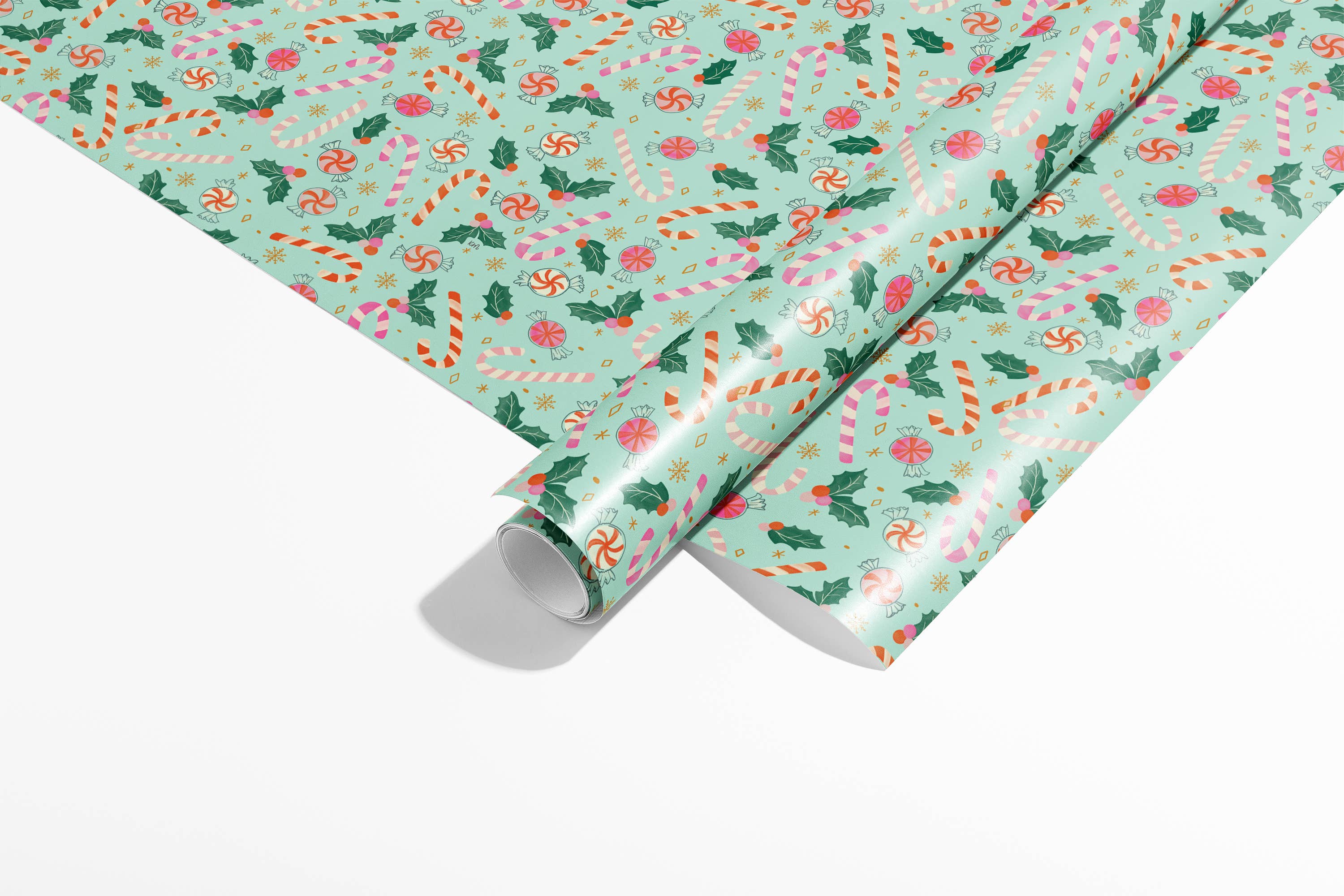 Christmas Candy Canes Wrapping Paper - 3 Sheet Roll