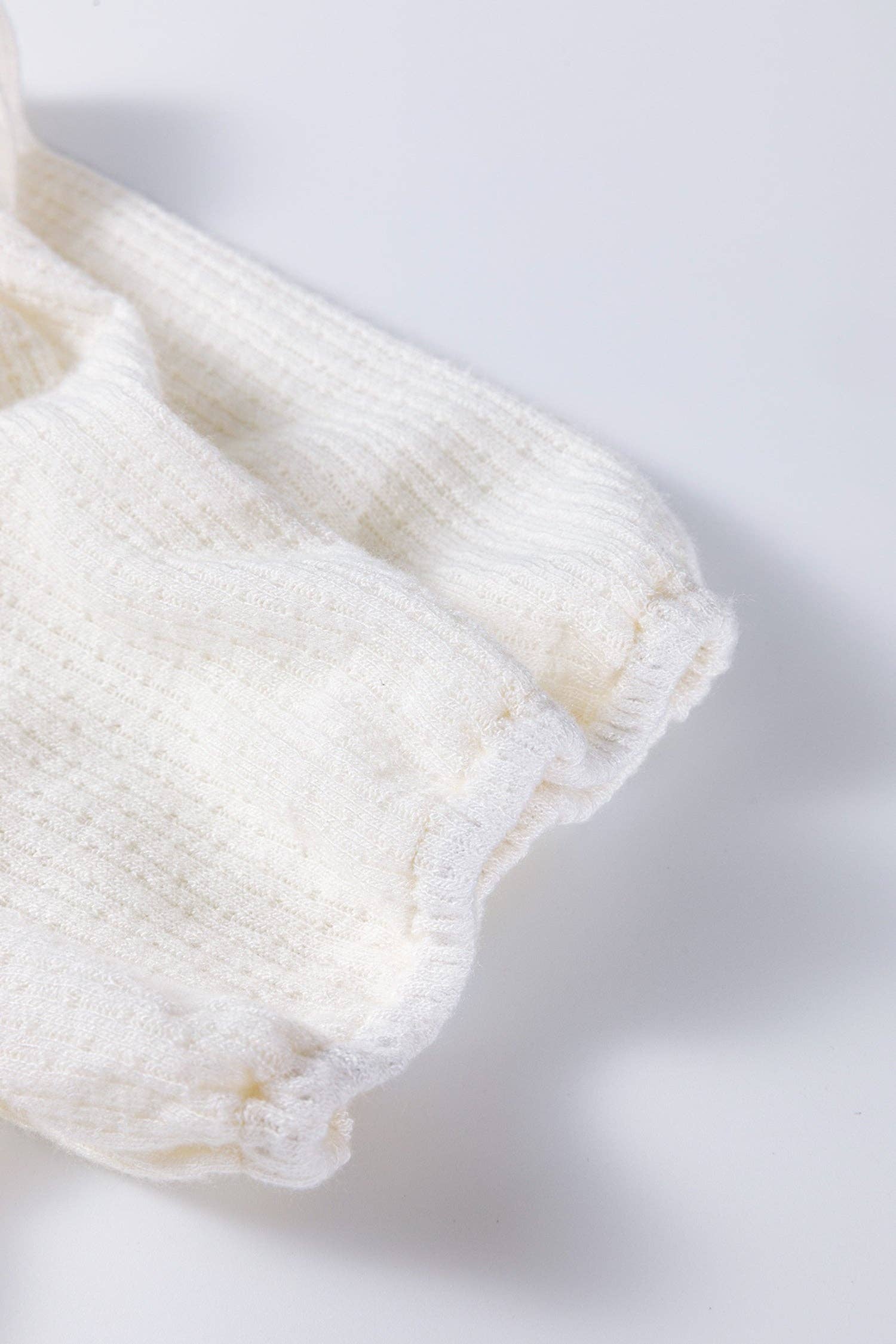 Floral Bow Tie Back Bubble Sleeve Peplum Top: White