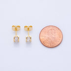 18K Gold Filled Clear Baguette Cube CZ Box Stud Earrings