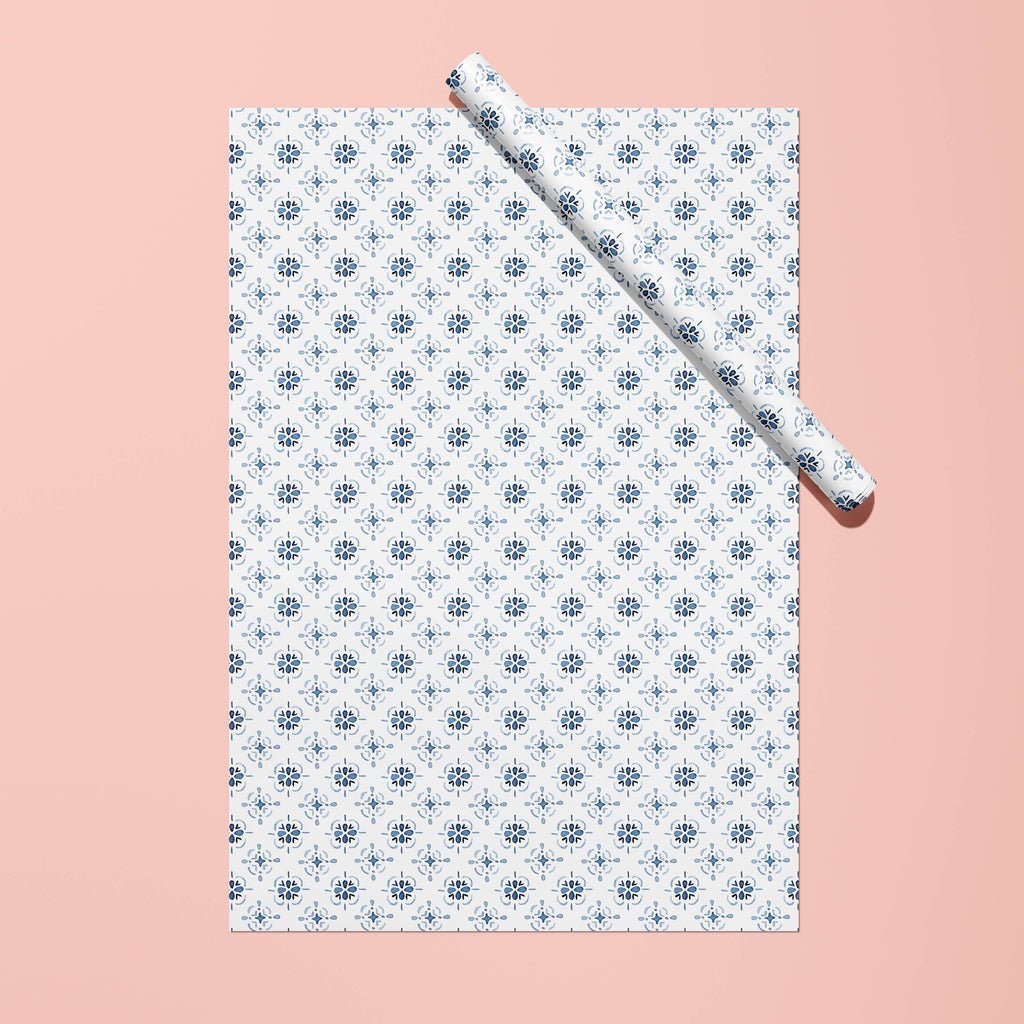 Blue Watercolor Medallion Gift Wrap