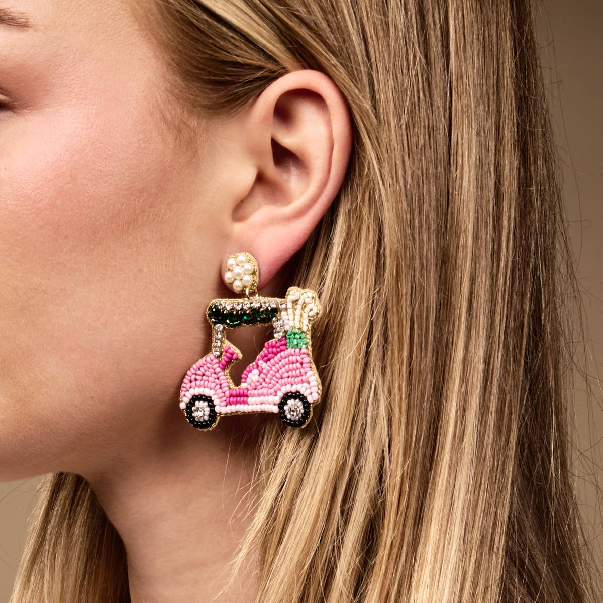 Beaded Earrings–Golf Cart