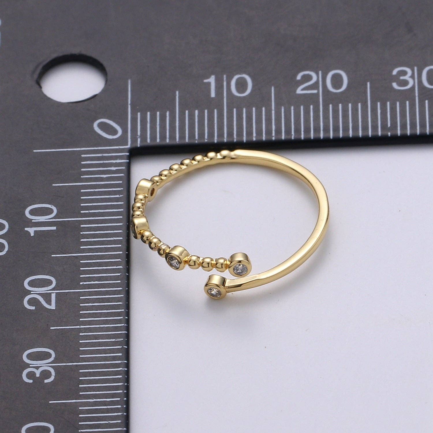 Dainty Cz Circle Bubble Open Cuff Ring