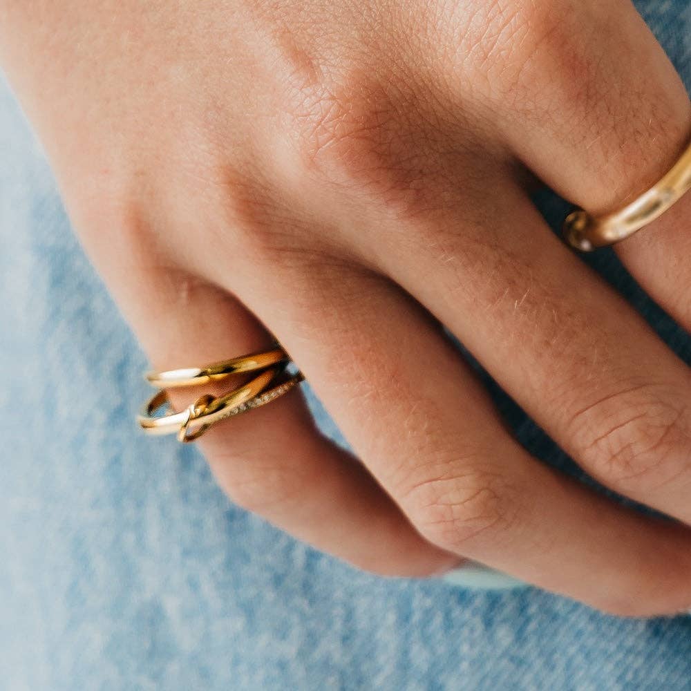 Layered In Diamonds Ring - Gold/Silver / Size 7