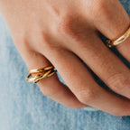Layered In Diamonds Ring - Gold/Silver / Size 7