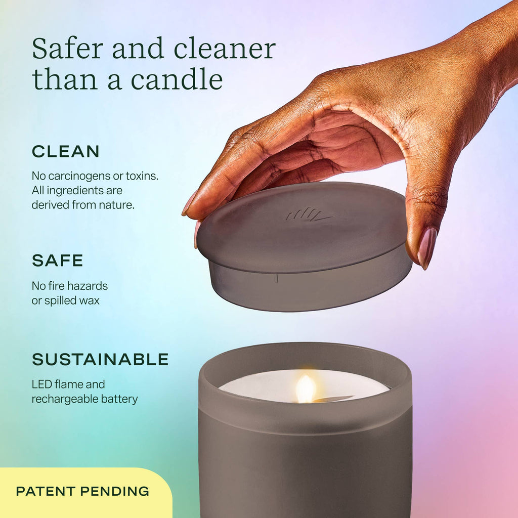Flameless Candle Diffuser -  Frosted Glass (Charcoal)