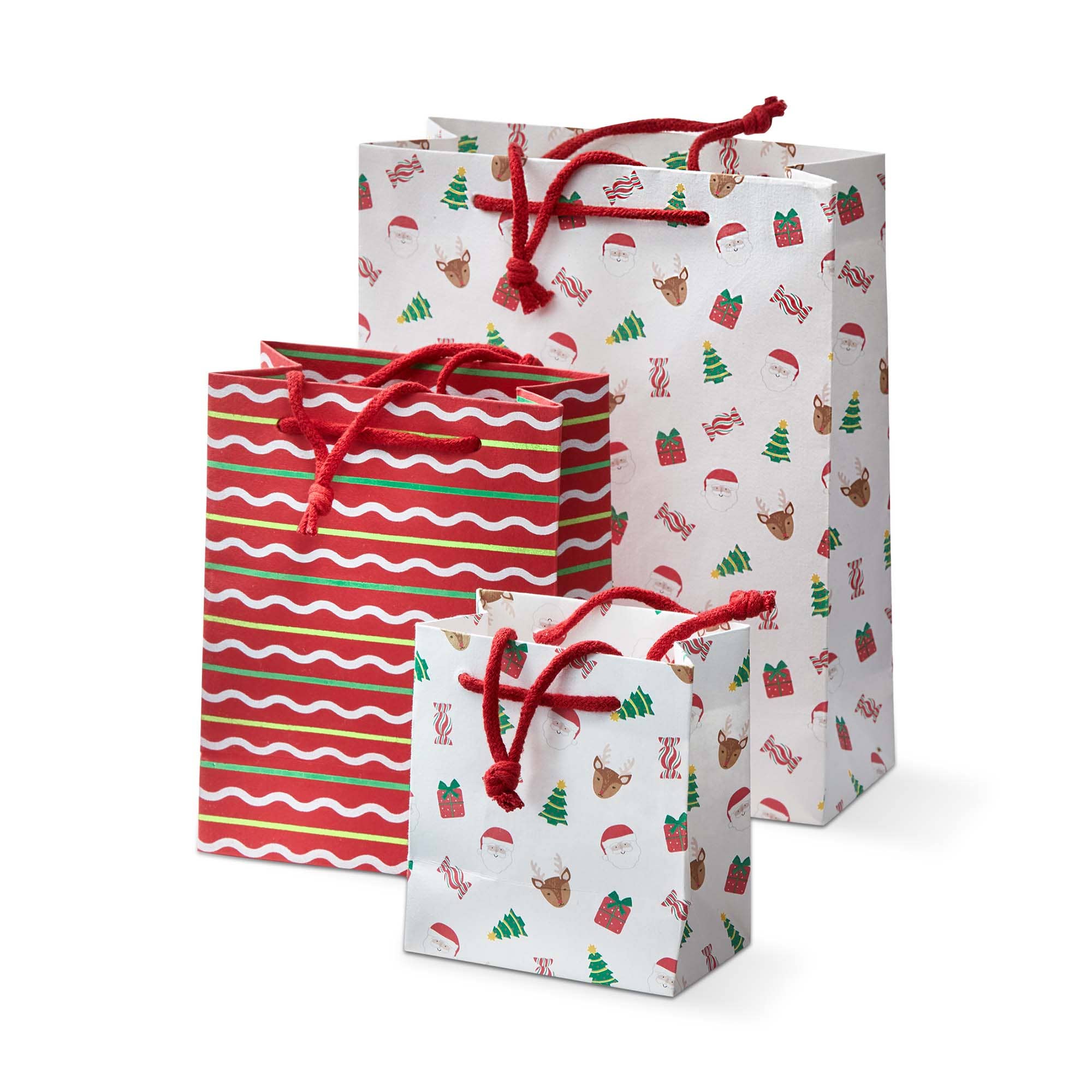 Holiday Cheer Gift Bag Set of 3 Multi Paper Christmas: Multi / Paper / Dust clean