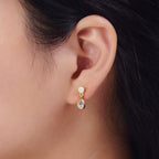 24K Gold Filled Clear Teardrop Drop Dangle Round White Opal Stud Earrings