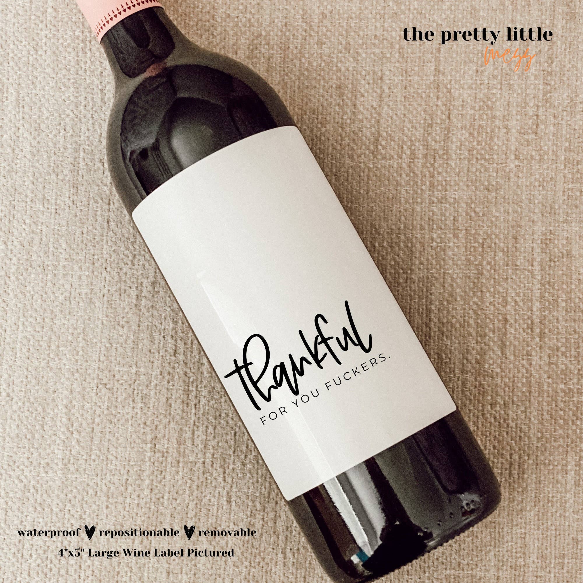 Thankful For Funny Wine Label