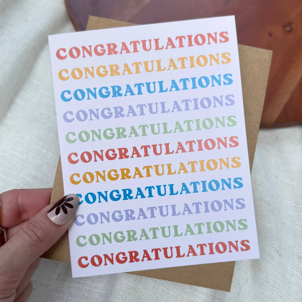 Congratulations Multicolor Stack Text Card