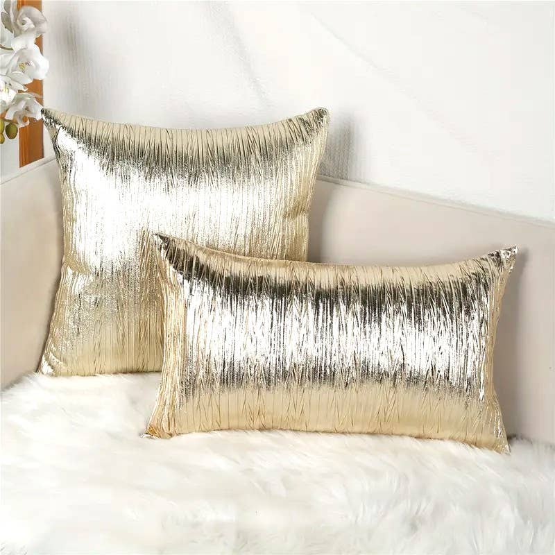 Faux Leather Throw Pillow, Gold (18x18")