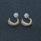 Dainty Gold Hoop Earring Micro Pave Hoop Stud Earring