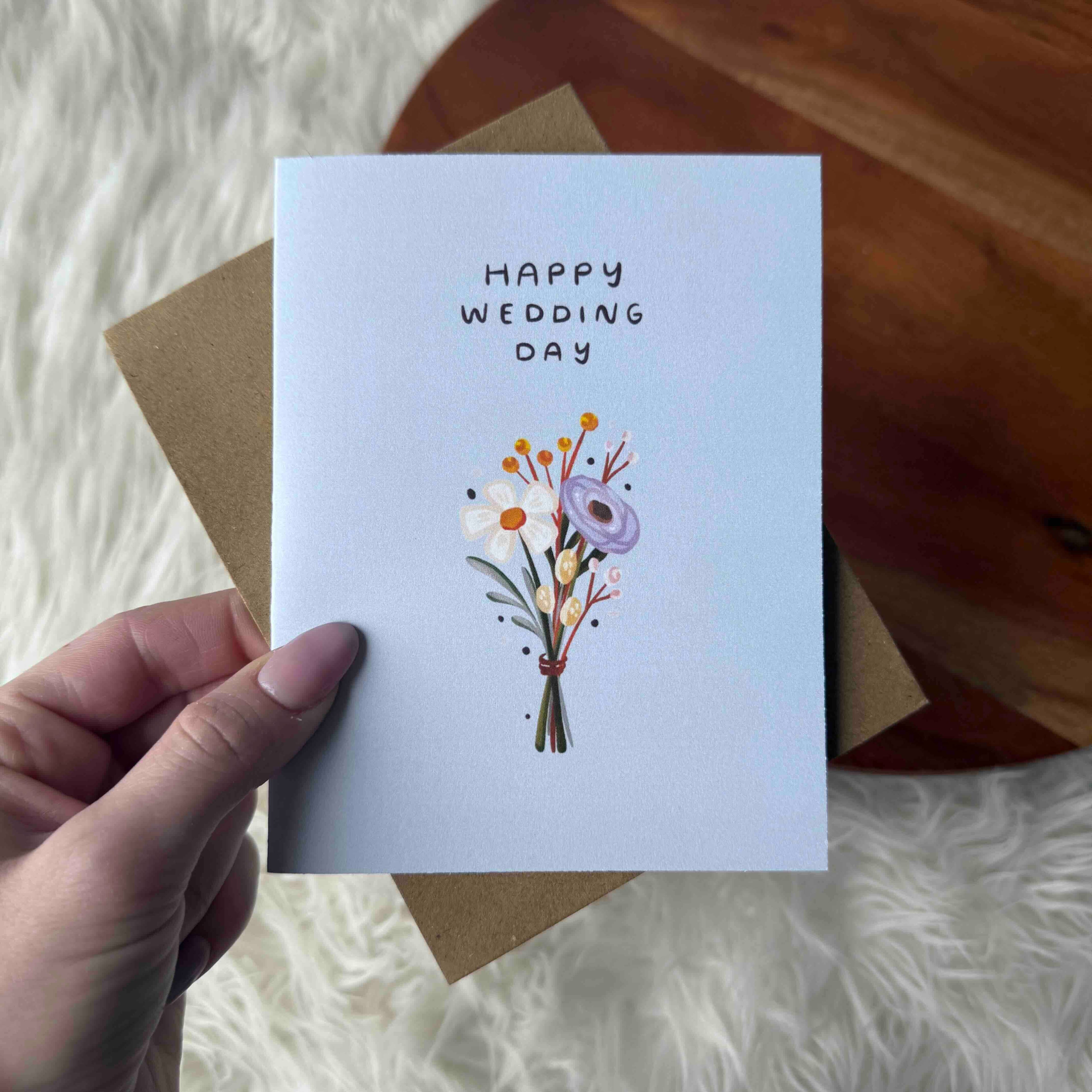 "Happy wedding day" Wedding Cute Bouquet Card